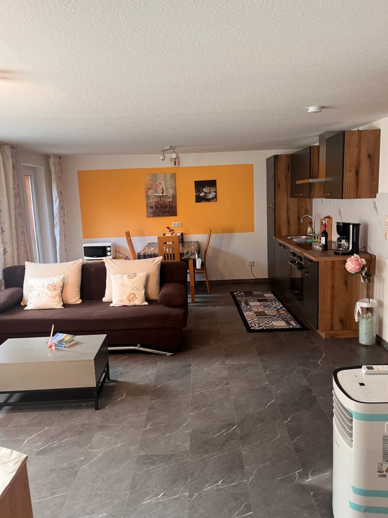 Wohnzimmer mit ausziehbarer Schlafsofa